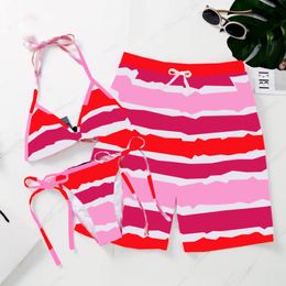 Rainbow Letter Womens Sexy Bikini Swimwear Summer Mens Board Shorts Sweet Lovers Holiday Swimsuit 229m