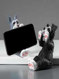 Mobile Phone Holder Schnauzer Animal Figurines Desk Accessories Table Decoration Figurines for Interior Ornaments for Home Decor 25974991