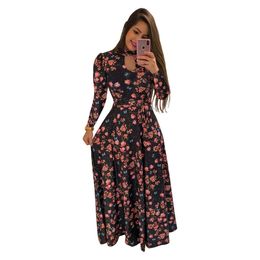 Designer women's clothing Standard size fashiona digital printed large swing dress for long sleeved dress for women maxi dress long sleeves dresses for womens AWCC