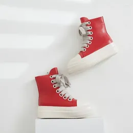 Casual Shoes 2024 Thick Soles High Top Women's Large Size LACES Personality Hip Hop Street Sneakers