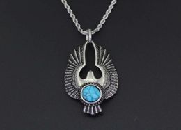 hip hop Eagle wings pendant necklaces for men Bohemia Turquoise animal luxury necklace Stainless steel Cuban chains fashion jewelr7353358