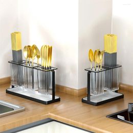 Kitchen Storage Cutlery Holder Utensil Flatware Organizers With Drain Tray For 2 Or 3 Separate Compartments