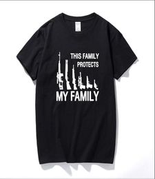 THIS FAMILY PROTECTS MY FAMILY GUNS Funny T Shirt Men Short Sleeve Printed Cotton Cartoon Tshirt Tops 2206247908043