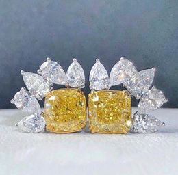 Stud CAOSHI Dainty Female Earrings With Shiny Yellow Crystal CZ Temperament Women Accessories For Party Luxury Lady Jewellery Gift6868311