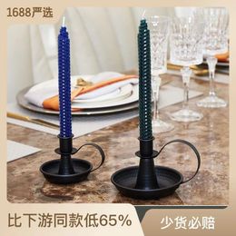 Candle Holders Withered Cross Border American Retro Tray Candlelight Dinner Holder Black Metal Iron Craftsmanship Pin Pendants