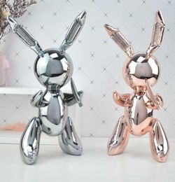 Balloon Rabbit Art Figurine Craft Shiny Balloon Dog Statue Home Decoration Accessories Xmas Gift Resin T2003315109608