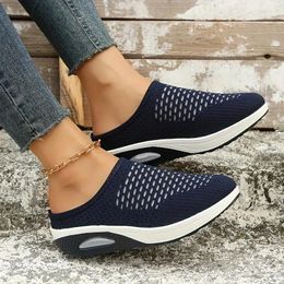 Casual Shoes 2024 Spring And Summer Slip-on Walking Hollow Mesh Half Slipper