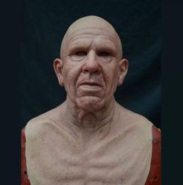 Wig Old Man Mask Halloween Full Latex Face Scary Heaear Horror For Game Cosplay Prom Props New X08039339026