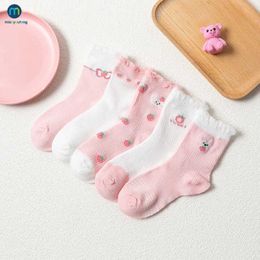 Kids Socks 5 Pairs/Lot Baby Socks Summer Cotton Kids Socks Cartoon Colorful Girls Mesh Cute Newborn Boy Toddler Children Socks Miaoyoutong Y240504