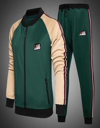 Mens Tracksuit Set Two Piece Sports Wear Fashion Colorblock Jogging Suit Autumn Winter Outfits Gym CLothes 2011093902539