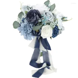 Decorative Flowers Wedding Bouquet Artificial Bride Holding Flower Romantic-Engagement Party Decor Dropship