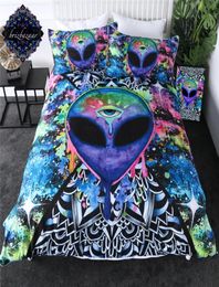 Trippy Alien by Brizbazaar Bedding Set Watercolour Witchcraft Duvet Cover The Third Eye Bed Set 3pcs Mandala Saucerman Bedspreads C5076579