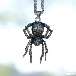 Pendant Necklaces Charm Man Stainless Steel Spider Animal Necklace Cool Casual Fashion Punk Neckace