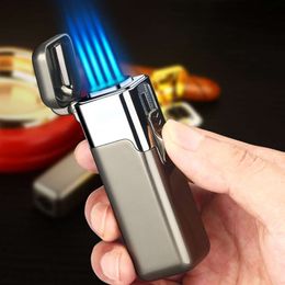 Four Fire Torch Lighter Windproof Butane Without Gas Cigar Lighter Smoking Accessories