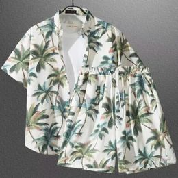 Hawaiian Tropical Beach Suit Short Sleeved Shirt Shorts High Quality Fashion Men And Womens Travel Set Lightweight And Thin 240425