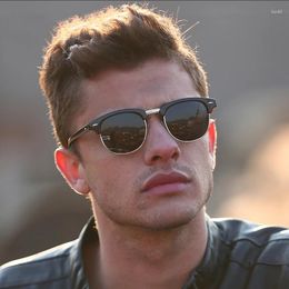 Sunglasses Fashion Men's Classic Half Frame Rice Nail Women Sun Glasses Unisex Retro Round