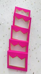 Empty pink crown box selling style fit 3D 5D 25mm 27mm eyelashes box can be custom package8075778