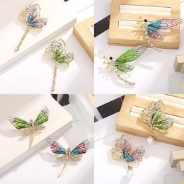 Brooches Fashion Rhinestone Butterfly Dragonfly Brooch For Women Coat Dress Anti-glare Lapel Pins Clothing Accessories Jewelry Party Gift