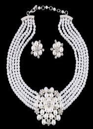 European and American bridal accessories necklaces texture diamond flower pearl set jewelry4473814