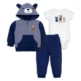 Clothing Sets 3Pcs Spring Autumn Baby Boy Clothes Cotton Long-Sleeved Hoodies Bodysuit Pants Infant Suit Outfits