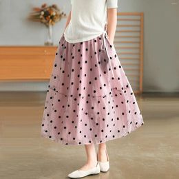 Skirts 2024 Spring Summer 5 Color Vintage Contrast Love High Waist Mesh Puffy Skirt Women Midi Long Korean Style Print