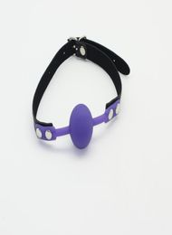 WholeD41mm purple silicone ball gagbondage restraint rubber mouth plug with PU beltadule sex bondage ball gag4220375