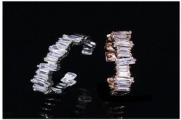 Wedding Rings Fashion Luxury Cubic Zircon Baguette Ring Engagement Adjustable For Women Glitter Elegant Hand Made J00695020871