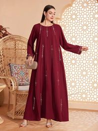 Ethnic Clothing Elegant Muslim Formal Dress O-Neck Long Sleeves Party Evening Diamonds Ankle-Length Prom Saudi Arabia 2024