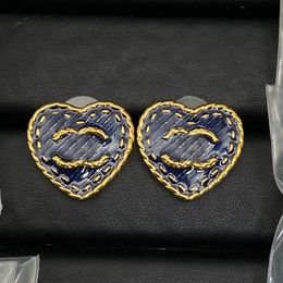 Fashion Designer Earrings Women Brand Letter Studs High Quality 18K Gold Copper Wedding Party Birthday Gifts High Quality Denim Blue Jewellery