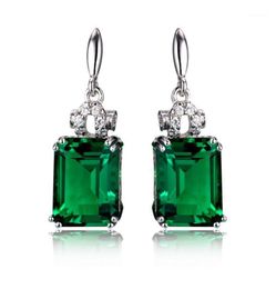 Silver Color 925 Emerald Jewelry Earrings for Women Peridot Mystic Jade Bizuteria Gemstone Garnet Emerald Drop Earrings Female16294097