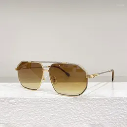 Sunglasses Designer Gold Male FG40025U Classic Double Bridge Square Sunnies High Street Alloy Solar Glasses Men