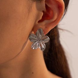 Stud Earrings Vintage Court Style Lusterless Gold Colour And Silver Heavy Design Flower Premium Ears