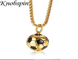 Men039s Stainless Steel Football Pendant Necklace Gold Color Soccer Ball Necklace Pendant Punk Rock Jewelry Long Chain 24quo9783577