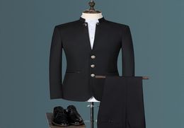 Men039s Suits Blazers Jacket Pant Vest 3Pcs Set Men Suit Chinese Style Stand Collar Male Wedding Groom Slim Fit Size B9464502
