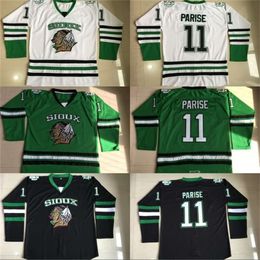 Kob #11 Zach Parise Dakota Hockey Jersey Men's 100% Stitched Embroidery Fighting Sioux DAKOTA College Hockey Jerseys Black White Green