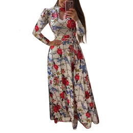 Designer women's clothing Standard size fashiona digital printed large swing dress for long sleeved dress for women maxi dress long sleeves dresses for womens K5IC