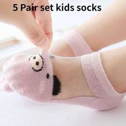 Kids Socks 5 Pair kids socks set Baby Girls Socks Ultra-thin Mesh Kids Crystal Ice Silk Socks Children Baby Toddler Summer Mesh Socks Y240504