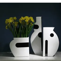 Vases Ceramic Vase Abstract Black And White Flower Arrangement Desktop Crafts Furnishings Creativity Modern Home Decoration