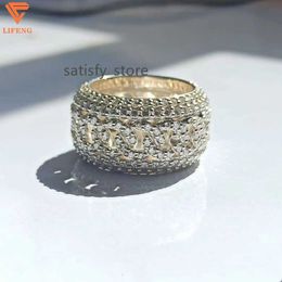 High quality 925 Sterling Silver Hip Hop Jewellery Rings Iced Out VVS Moissanite Diamond Round Ring For Men
