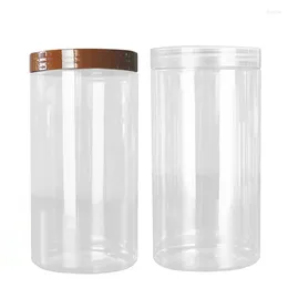 Storage Bottles 9pcs Clear Wide Mouth Bottle Empty Food Pots Flower Tea Jars Black White Brown Lid 89Dia.Plastic Container For Cosmetics