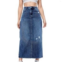 Skirts High Waist Maxi Denim Women Autumn American Retro Streetwear Summer Casual Vintage Slim Elegant Korean Hipster