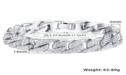 14mm Hip Hop Miami Curb Cuban Bracelet For Men Gold Silver Iced Out Paved Rhinestones Rapper Big Bracelet Jewellery 811inch2914863