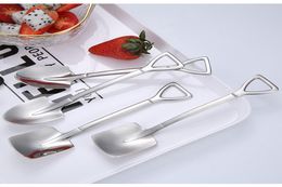 304 stainless steel creative tip flat shovel spade spoon coffee dessert ice cream spoons Watermelon digging drop ship2006459