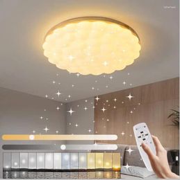 Ceiling Lights LED Light Dimmable Wood Look Round 50cm Lamp Starry Sky With Remote Control 36W Modern Children's Room