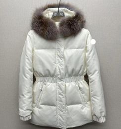 designer women039s down jacket embroidered badge winter coat fox fur collar womens winter coats9964542