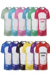 Whole Mens T shirts Sublimation TShirts Bleached Shirts Cotton Feel Thermal Transfer Blank Bleach Shirt Polyester8130499