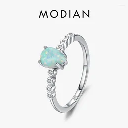 Cluster Rings MODIAN Elegant 925 Sterling Silver Pear Green Colourful Opal Finger For Women Valentine Christmas Gift Fine Jewerly