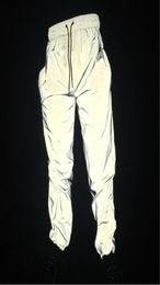 Reflective Pants Men 2020 Brand Hip Hop Dance Fluorescent Trousers Casual Harajuku Night Sporting Jogger Grey Plus Size X11162536180