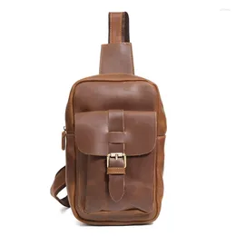 Waist Bags Man Gennuin Leather Chest Bag Genuine Crossbody Shoulder Handbag Male Messenger Travel Blosa Father's Day Gift