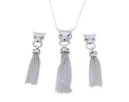 Luxury Jewellery leopard Tassel Earrings Necklace Set Party glittering fashion elegant women4551476